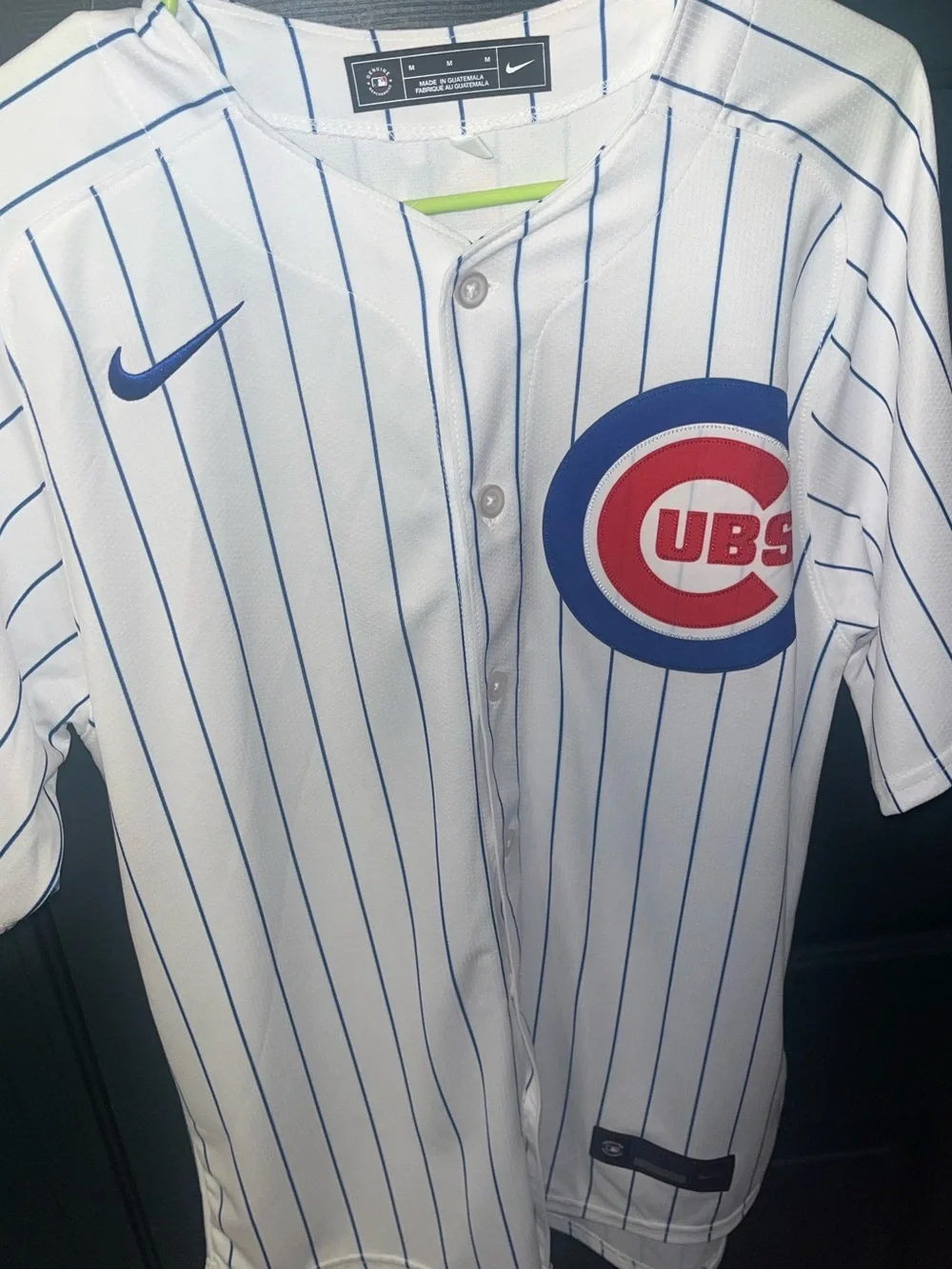 Nike White & Blue Chicago Cubs Pinstripe Baseball Jersey